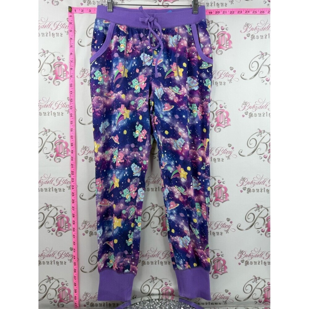 Blackmilk Pajama pants Joggers with Purple cuffs Galaxy carebear characters
